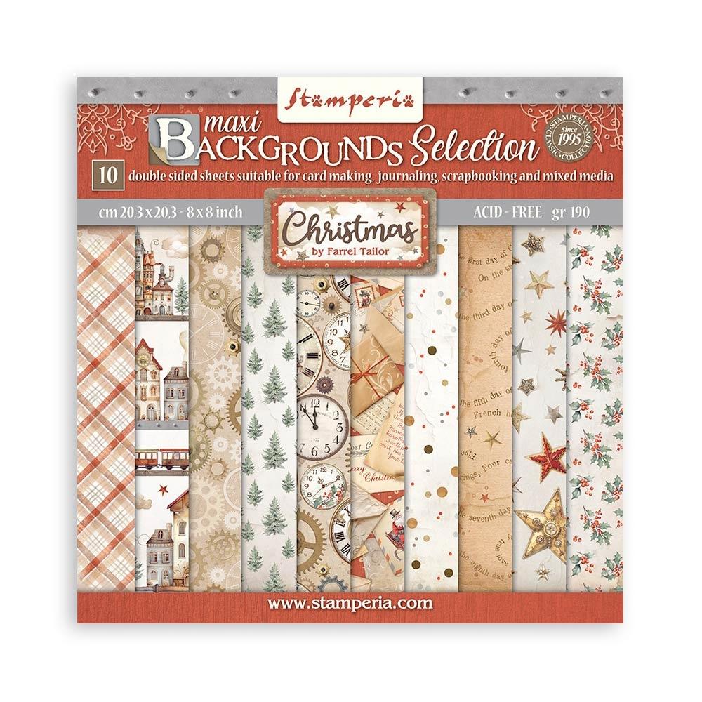 Stamperia - Gear up for christmas -   Background Selection - Paper Pad - 8 x 8"