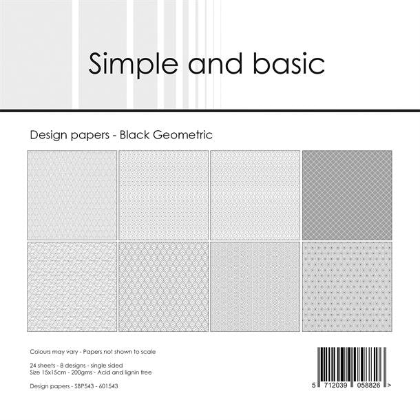 Simple and Basic Design Papers - Black Geometric 6"x6"