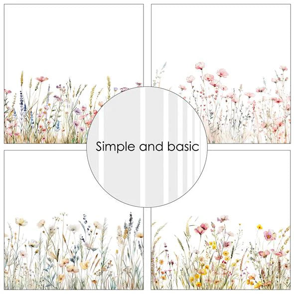 Simple and Basic - Floral borders - Paper Pack    6 x 6"