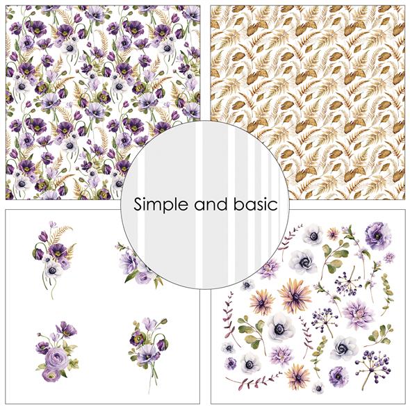 Simple and Basic Design Papers  - Purple Floral Mood