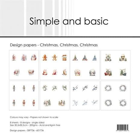 Simple and Basic - Christmas, christmas, christmas - Paper Pack    12 x 12"