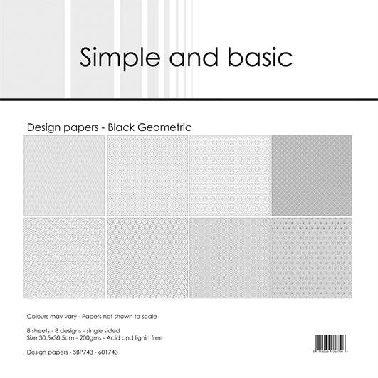 Simple and Basic Design Papers  - Black Geometric 12"x12"