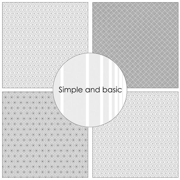 Simple and Basic Design Papers  - Black Geometric 12"x12"