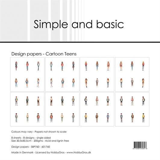 Simple and Basic - Cartoon Teens - Paper Pack    12 x 12"