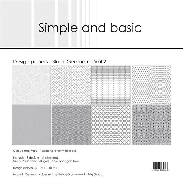 Simple and Basic Design Papers  - Black Geometric Vol.2 12"x12"
