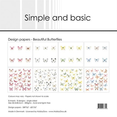 Simple and Basic Design Papers - Beautiful Butterflies - 12 x 12"