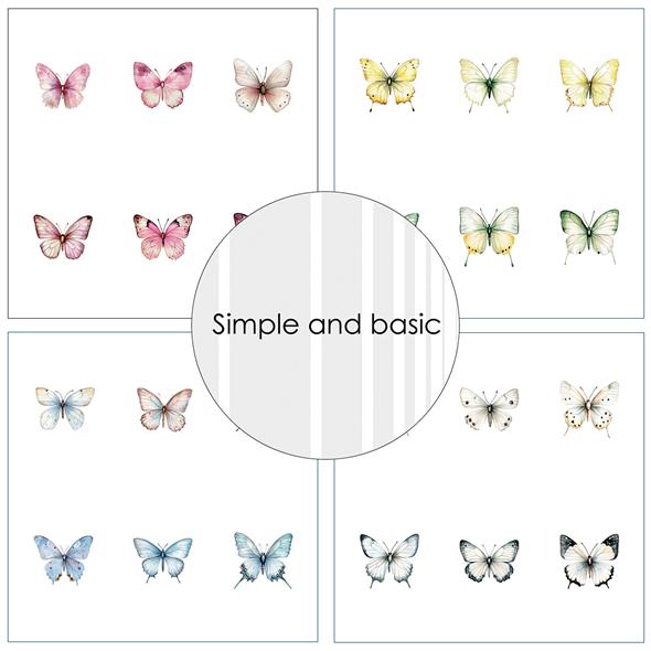 Simple and Basic Design Papers - Beautiful Butterflies- 6x6"