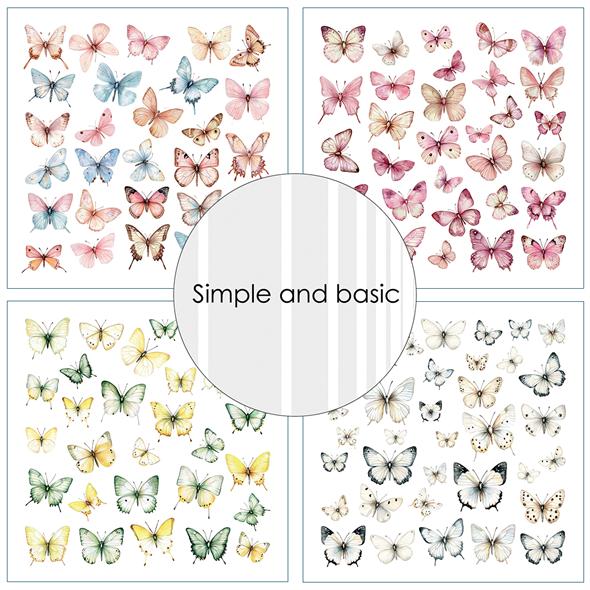 Simple and Basic Design Papers - Beautiful Butterflies - 12 x 12"