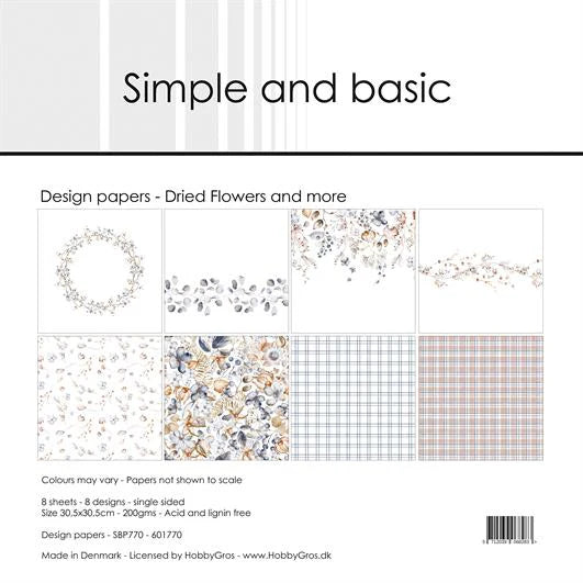 Simple and Basic Design Papers - Dried Flowers and more - 12 x 12"