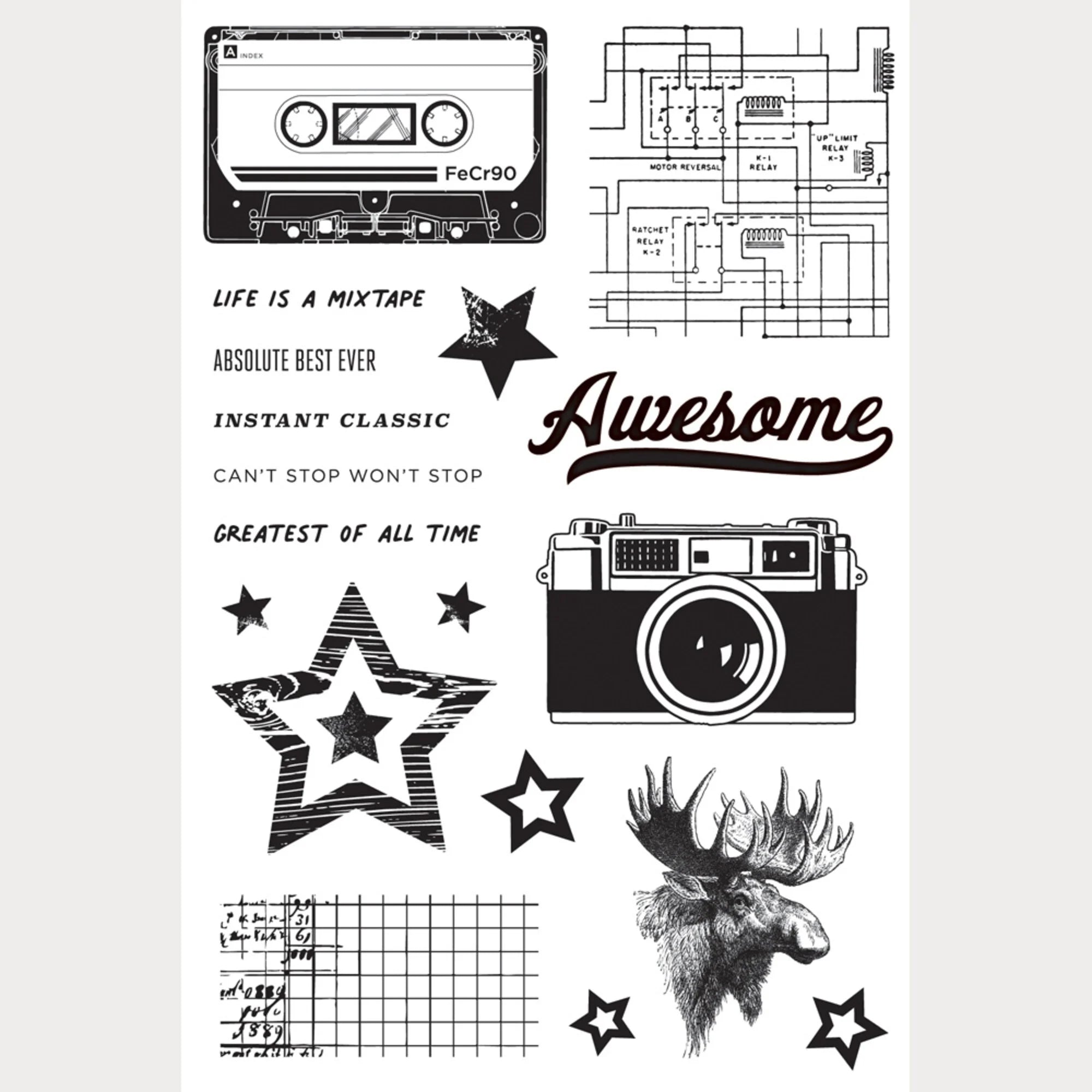 Simple Stories - Rustic Legend - Clear Stamps - Icons