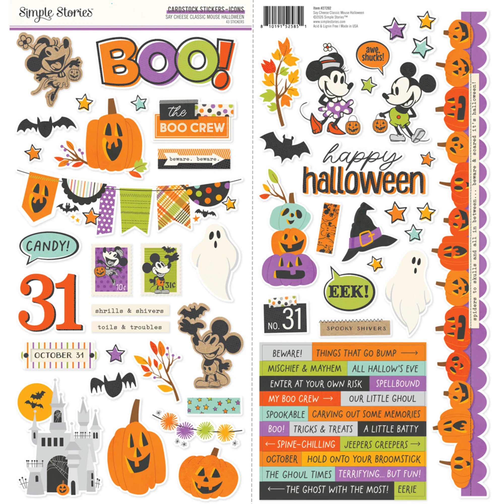 Simple Stories - Classic Mouse Halloween - Cardstock Stickers - Icons - 12 x 12"