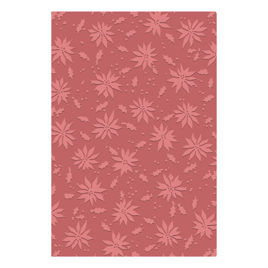Sizzix - Tim Holtz - 2D Texture Fades w/ A5 Embossing Folder Vault - Holly Poinsettia Large
