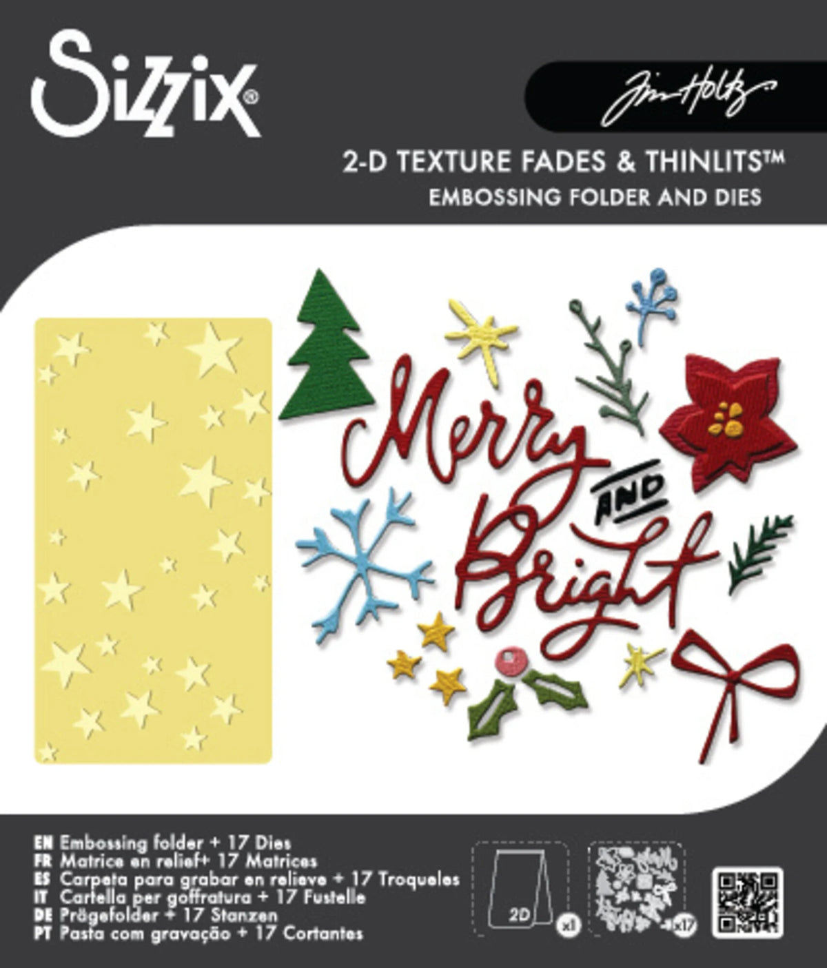 Sizzix - Tim Holtz - 2D Texture Fades w/ Thinlits Die Vault Side-Order Merry + Bright