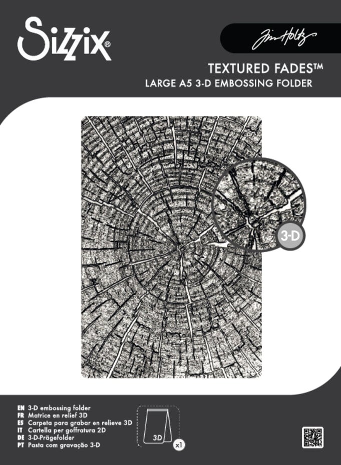 Sizzix / Tim Holtz - 3D Texture Fades w/ A5 Embossing Folder - Tree Rings