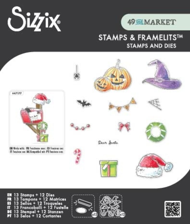 Sizzix - 49 & Market - Clear Stamps Set w/Framelit Dies Holiday Drop