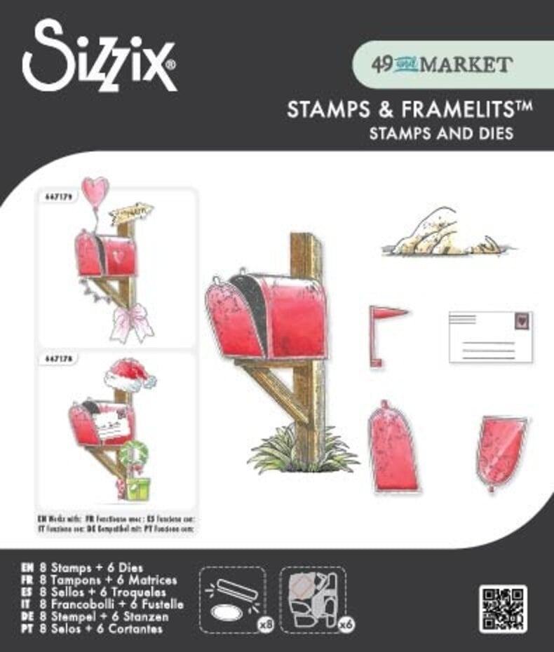 Sizzix - 49 & Market - Clear Stamps Set w/Framelit Dies Letter Drop