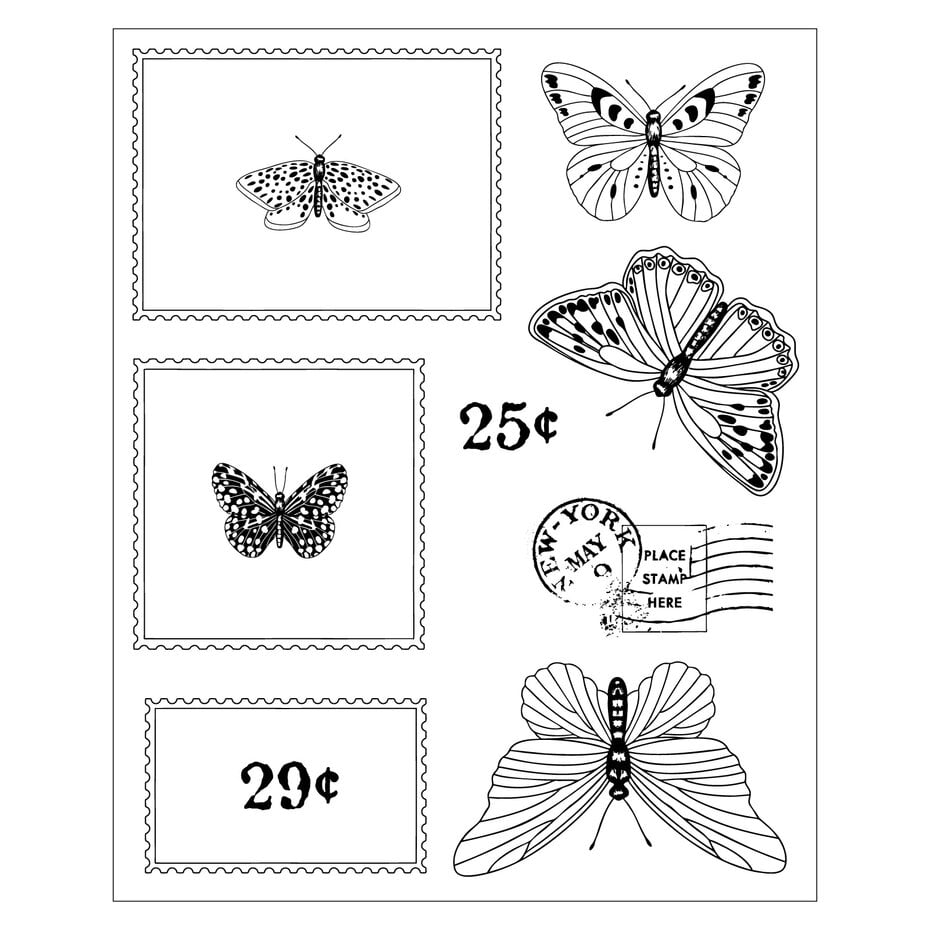 Sizzix - 49 & Market - Clear Stamps Set w/Framelit Dies Postage Wings