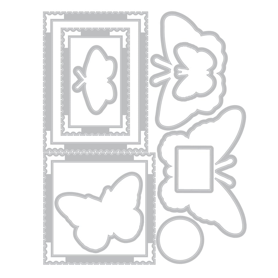 Sizzix - 49 & Market - Clear Stamps Set w/Framelit Dies Postage Wings