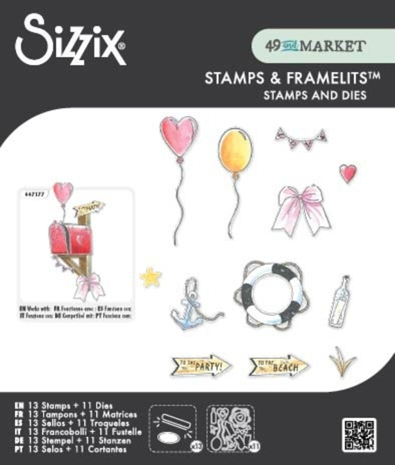 Sizzix - 49 & Market - Clear Stamps Set w/Framelit Dies Sweet Drop