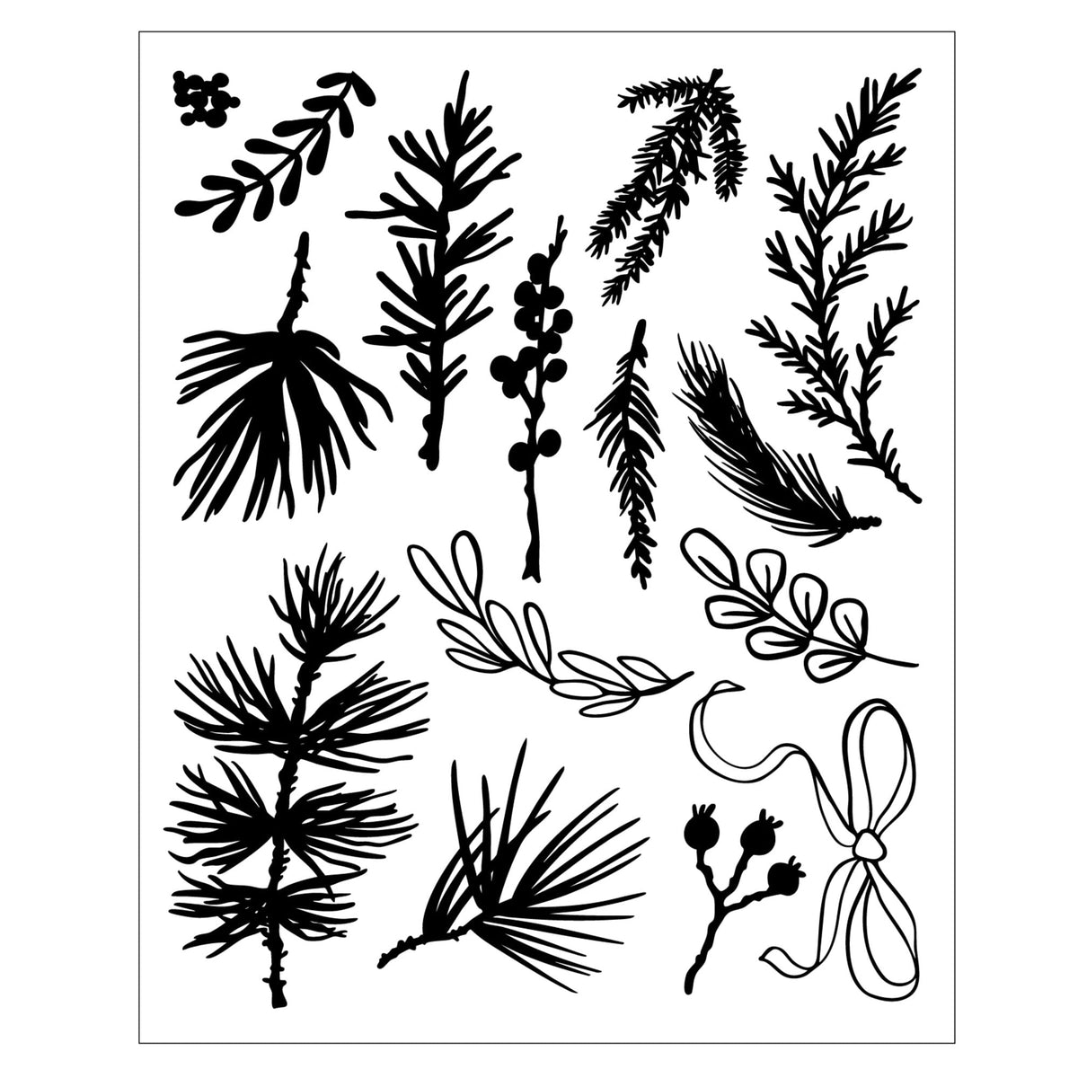 Sizzix - Vicky Boutin - Framelits dies & Clear stamps - Winter Greenery