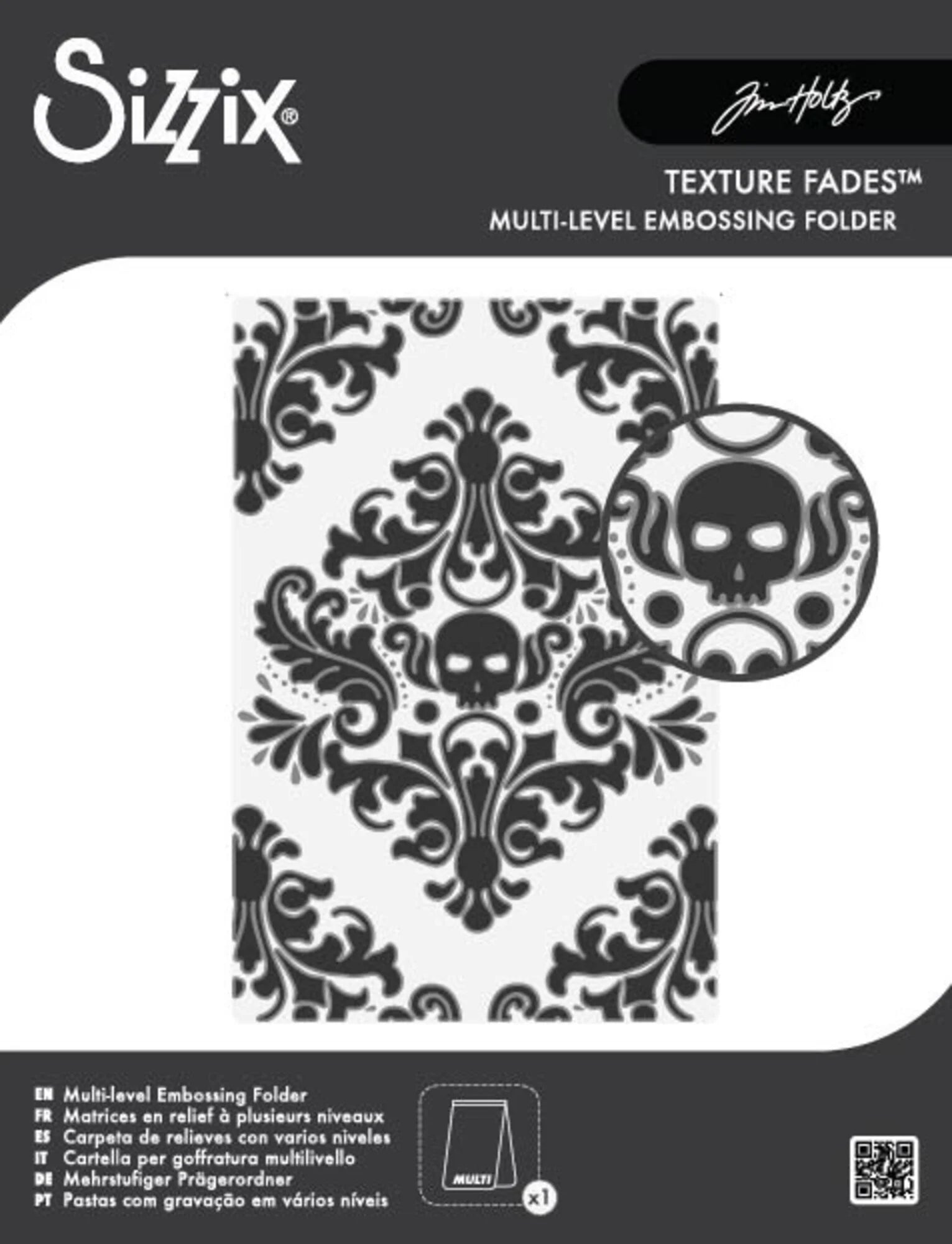 Sizzix - Tim Holtz - Multi-Level Texture Fades w/ A6 Embossing Folder Vault Skull
