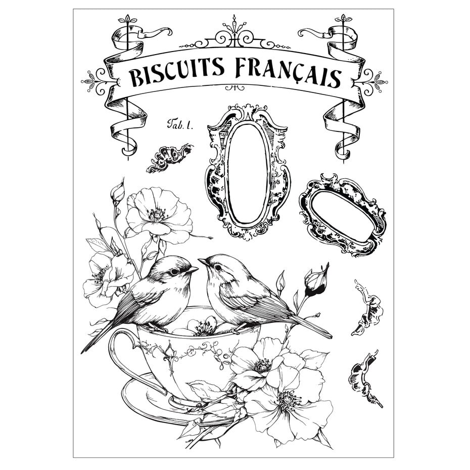 Sizzix - 49 & Market - Clear stamps w/Stencils Birds and Biscuits by Willow Wolfe