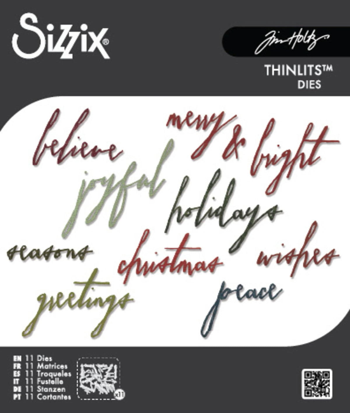 Sizzix - Tim Holtz Alterations - Thinlits - Classic Holiday Handwriting