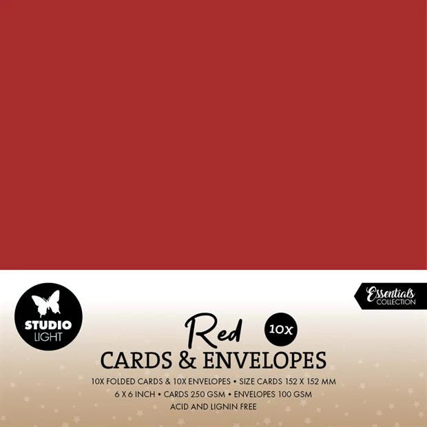 Studiolight  - Kort & Konvolutt - 6x6" Christmas Red