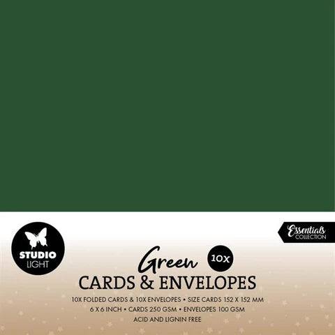Studiolight  - Kort & Konvolutt - 6x6" Christmas Green