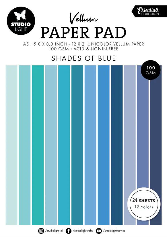 Studiolight - Vellum Pad - Shades of Blue -  A5