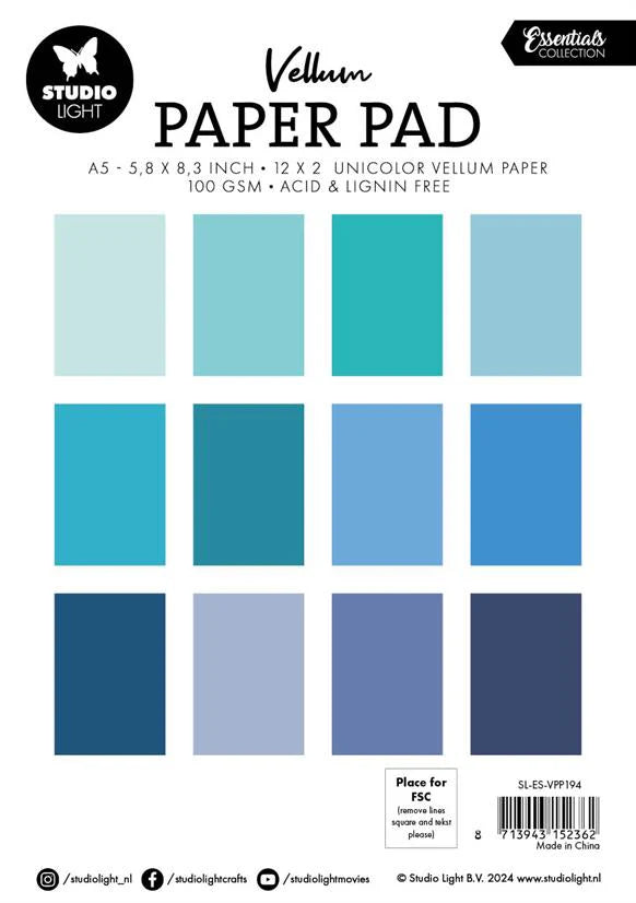 Studiolight - Vellum Pad - Shades of Blue -  A5