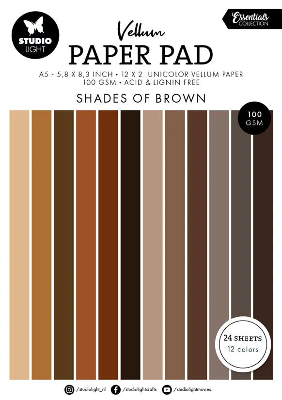 Studiolight - Vellum Pad - Shades of Brown -  A5