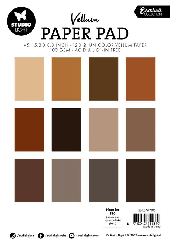 Studiolight - Vellum Pad - Shades of Brown -  A5
