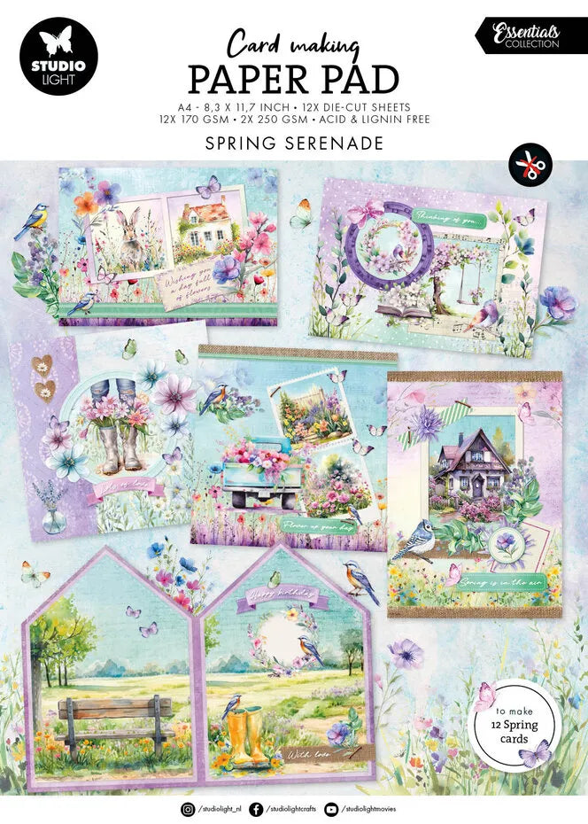 Studio Light Paper Pad - Cardmaking Paper Pad - Spring Serenade - A4