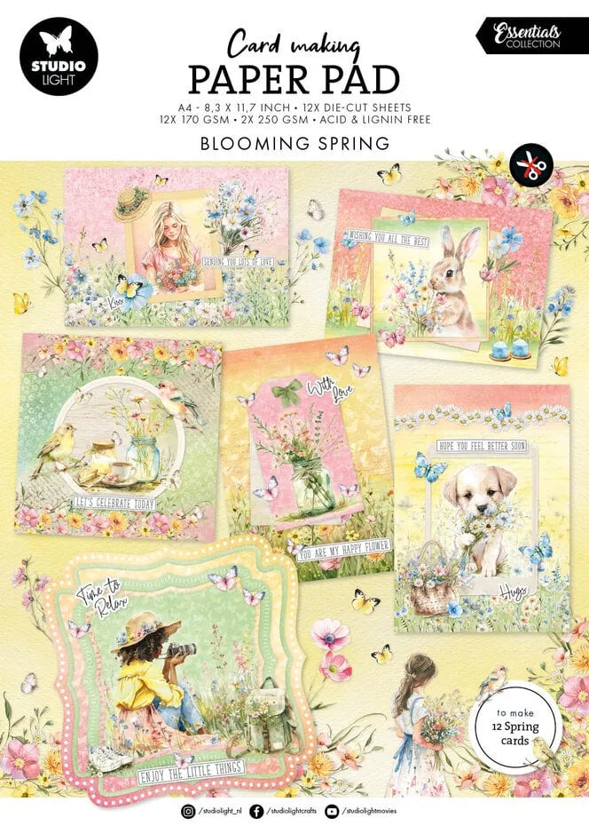 Studio Light Paper Pad - Cardmaking Paper Pad - Blooming Spring - A4