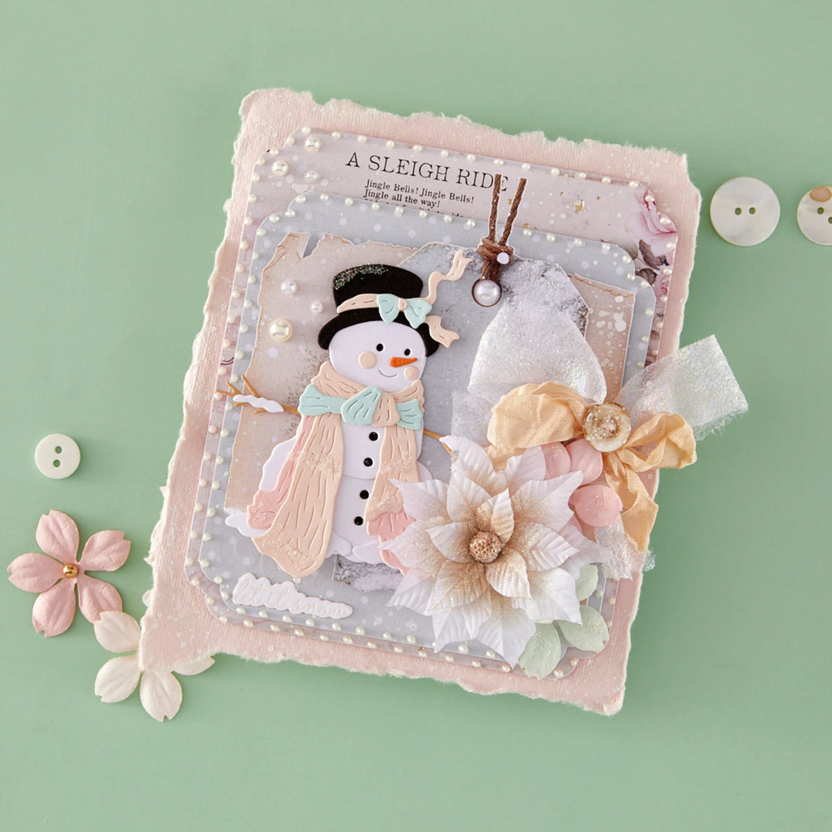 Spellbinders - Christmas Blush Etched Dies - Sweet Snowman by Frank Garcia
