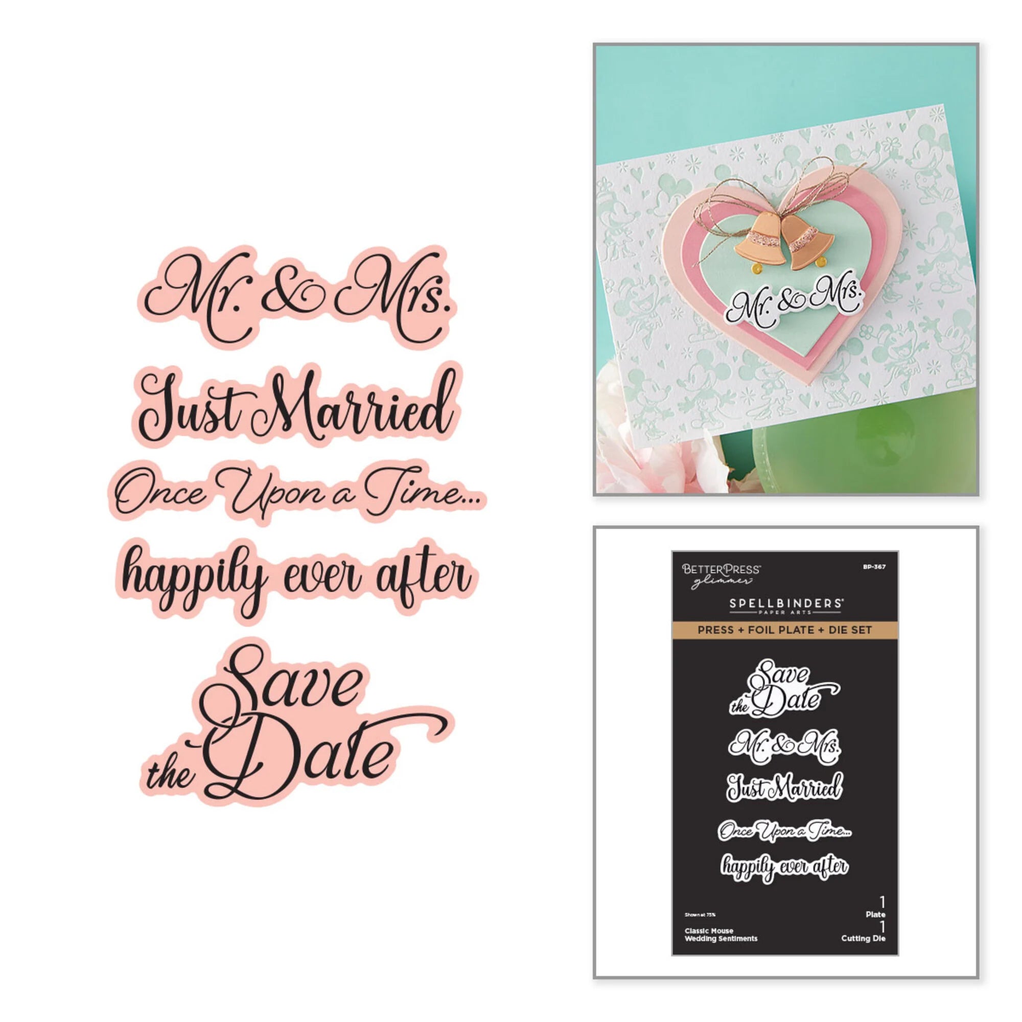 Spellbinders - BetterPress plate and dies - Classic Mouse - Wedding Sentiments
