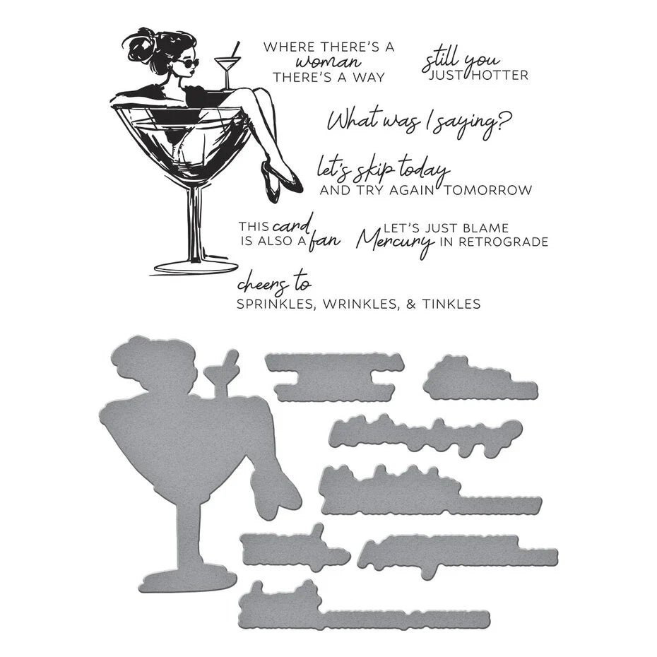 Spellbinders - BetterPress plate - Happier Hour & Martini mood die-set