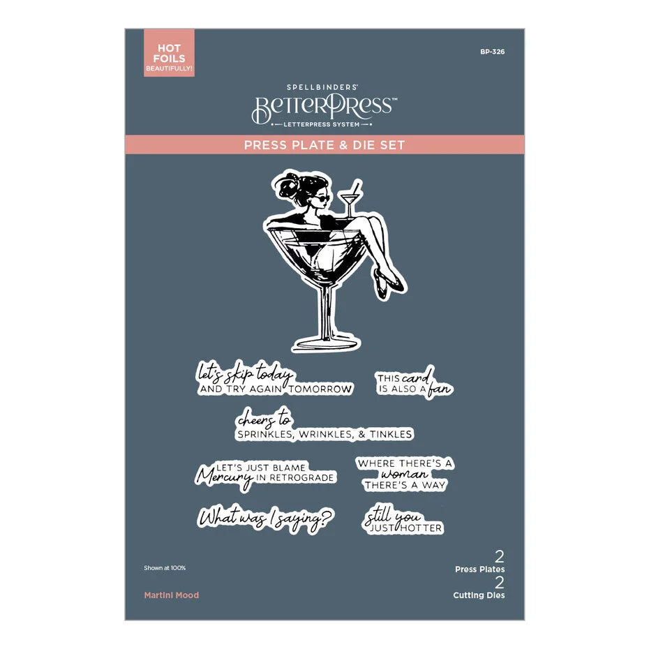 Spellbinders - BetterPress plate - Happier Hour & Martini mood die-set