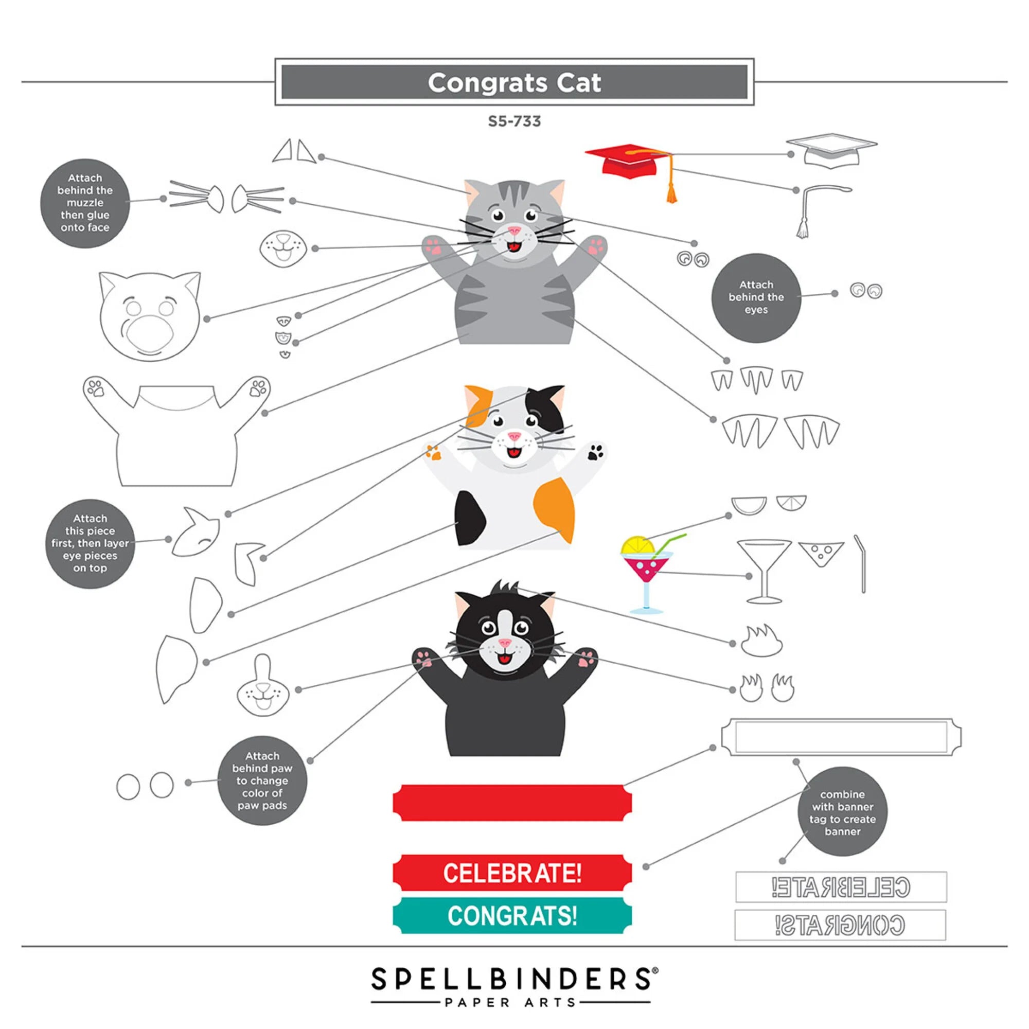 Spellbinders - Dies - Sending Hugs - Congrats Cats