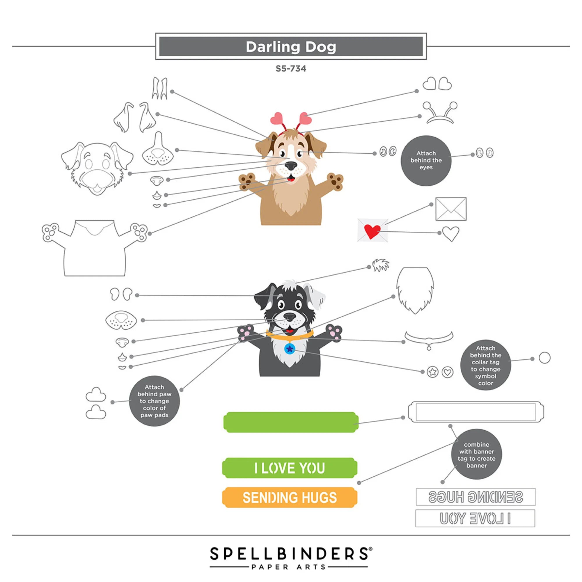 Spellbinders - Dies - Sending Hugs - Darling Dogs