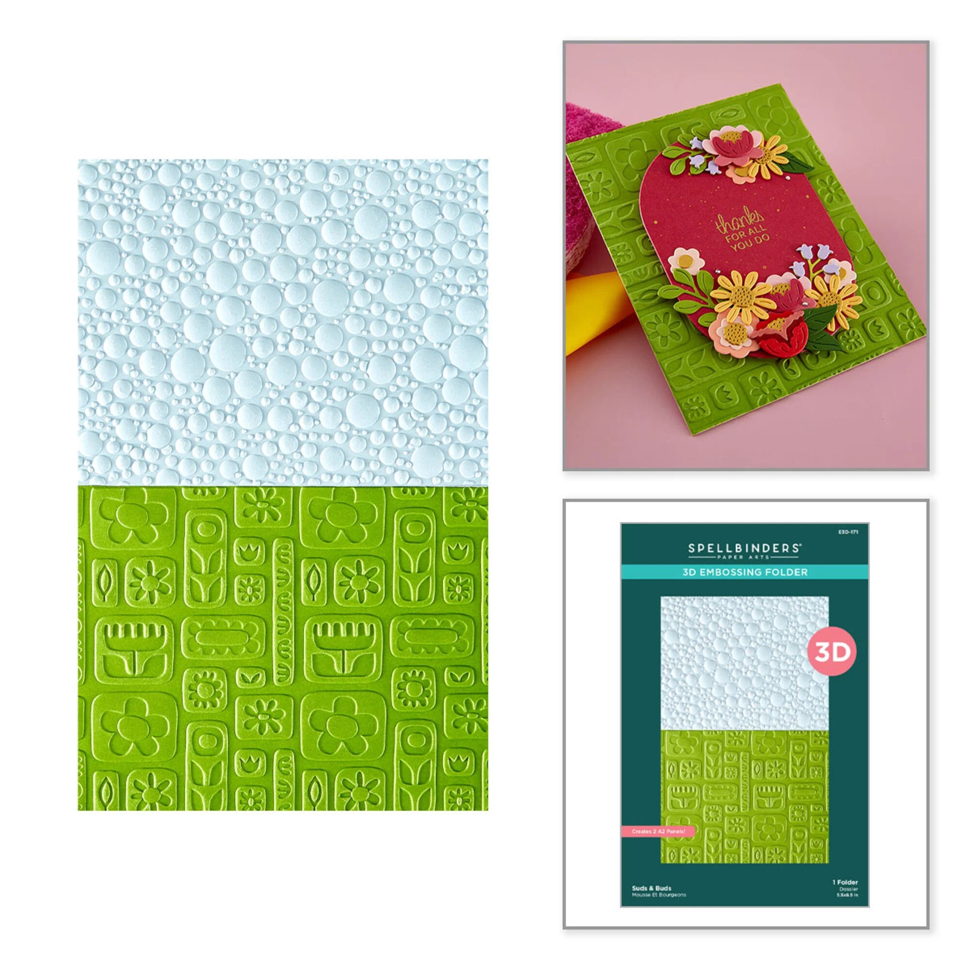 Spellbinders- Suds & Buds - 3D Embossing Folder