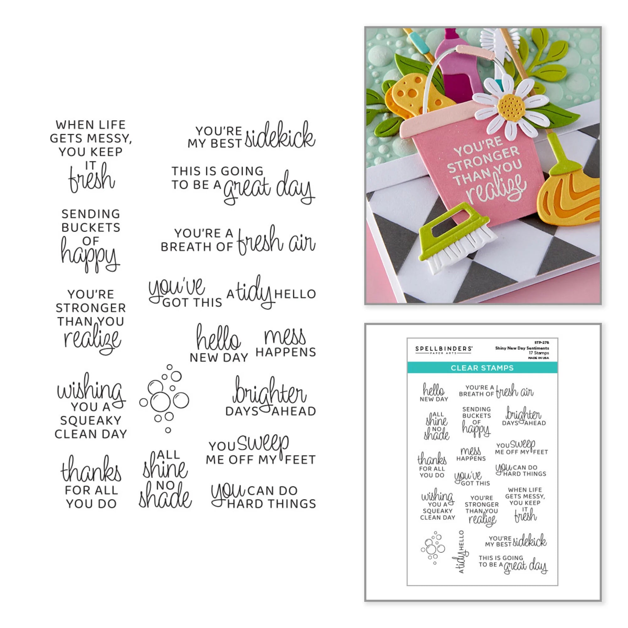 Spellbinders - Clear Stamp - Shiny New Day Sentiments