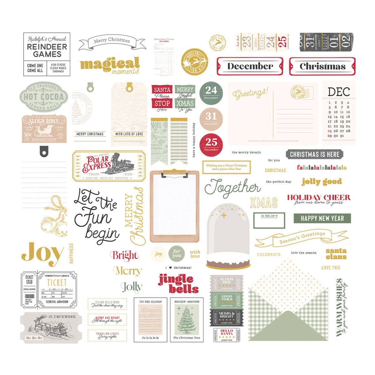 Spellbinders - Sleigh Bells Ring Cardstock Diecut Ephemera Sentiments by Rosie's Studio