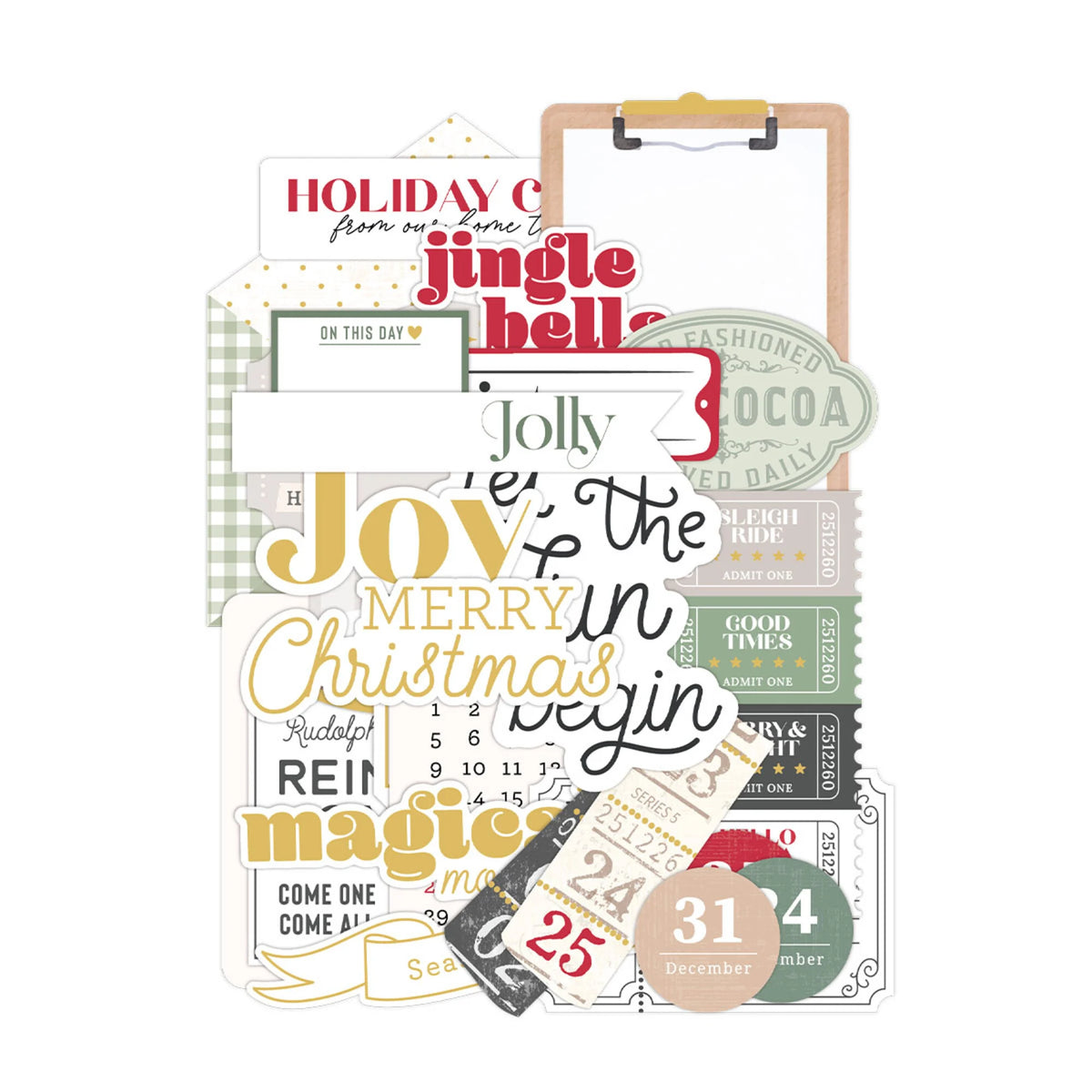 Spellbinders - Sleigh Bells Ring Cardstock Diecut Ephemera Sentiments by Rosie's Studio
