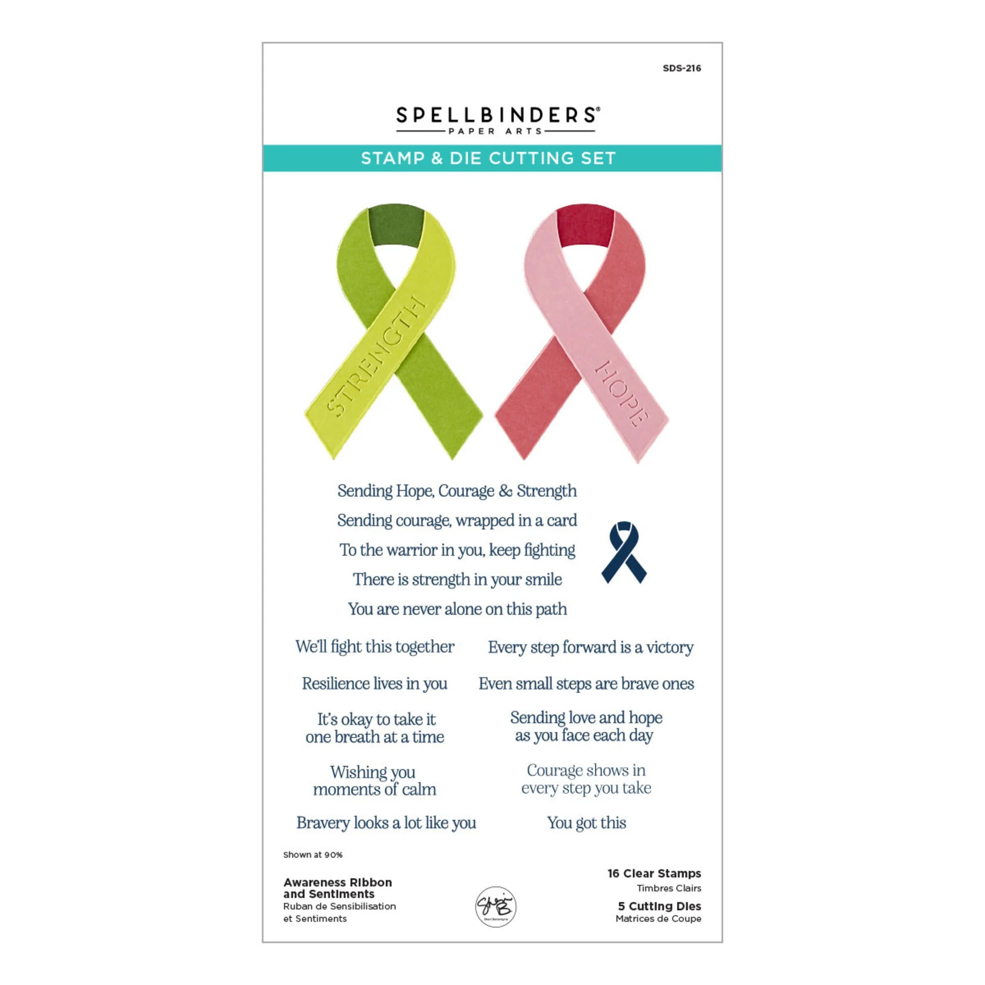 Spellbinders - Stamp & Die set - Awareness Ribbon and Sentiment