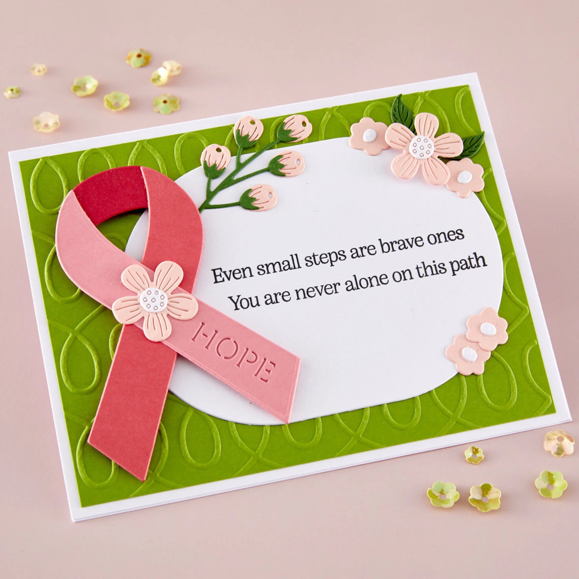 Spellbinders - Stamp & Die set - Awareness Ribbon and Sentiment