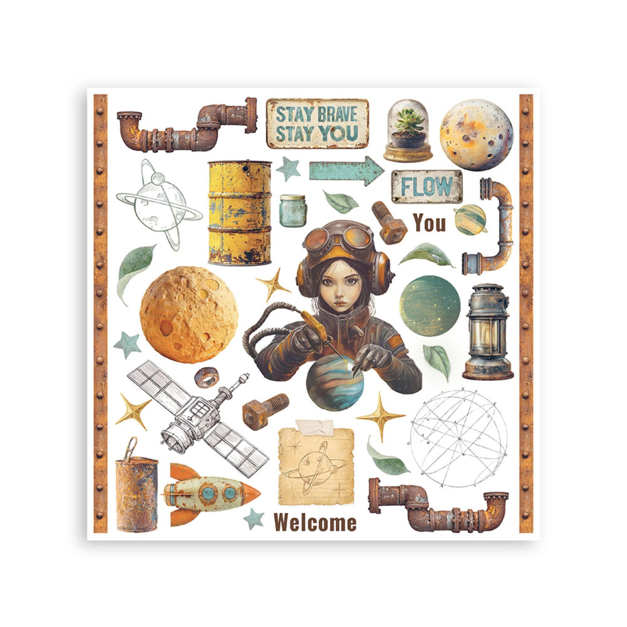 Stamperia - A New Beginning - Rub ons kit - 15,5 x 15,5 cm