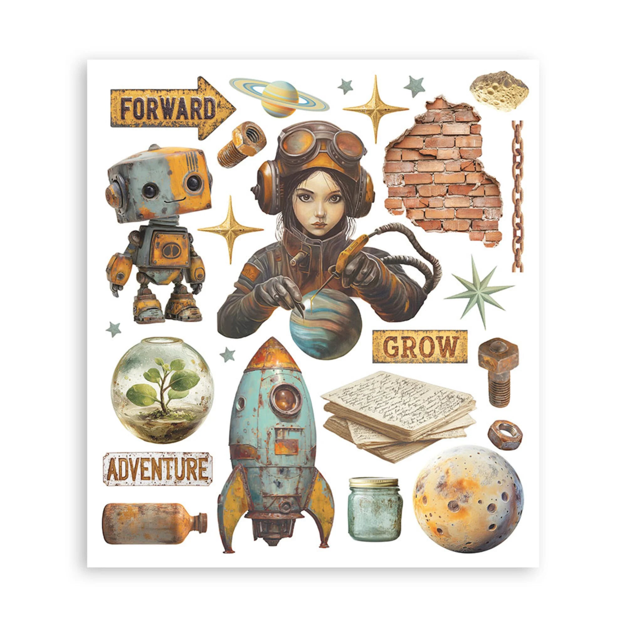 Stamperia - A New Beginning - Rub Ons Assortment - 20,5x23cm