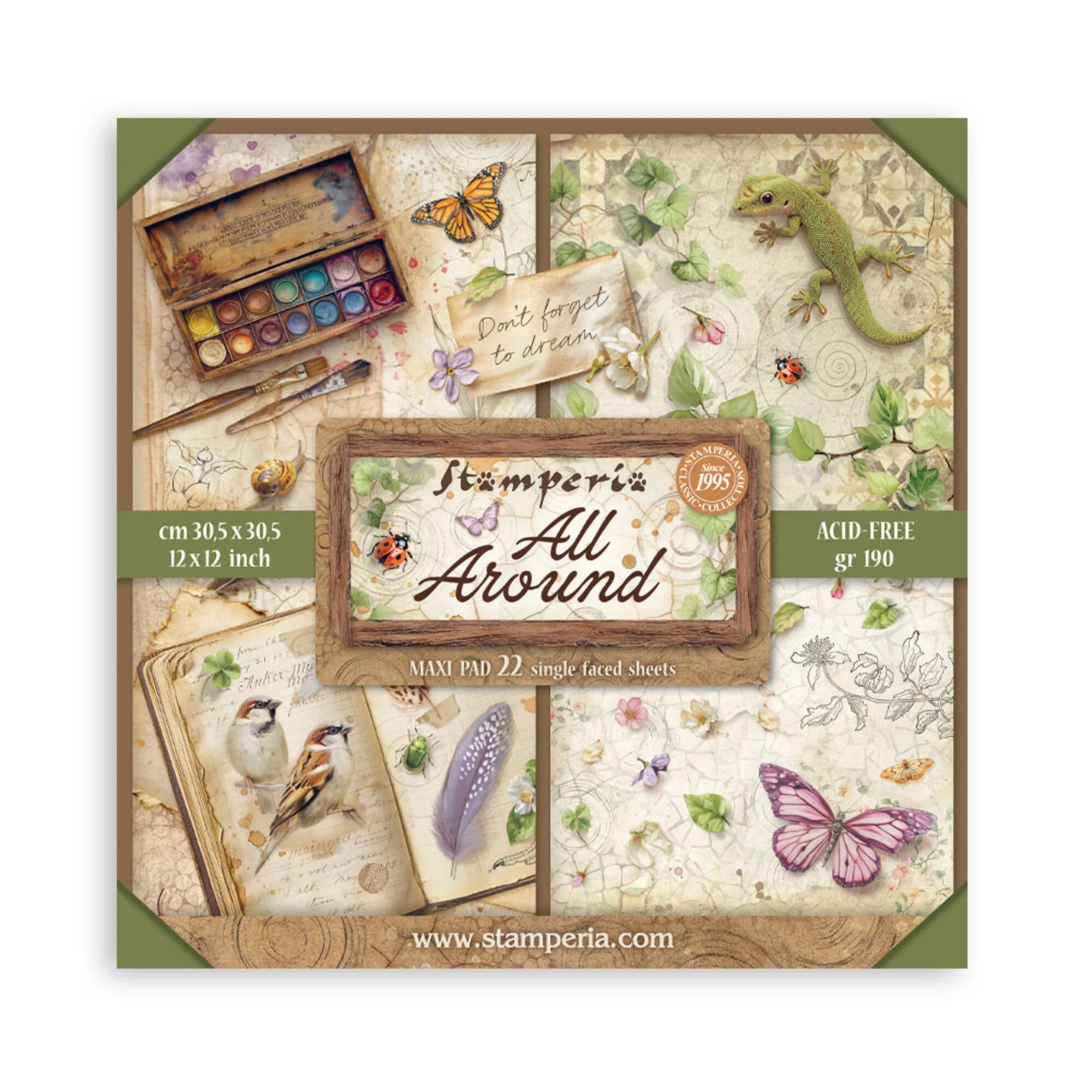 Stamperia  - All Around - Singled sided - Paper Pad  22 pk - 12 x 12"